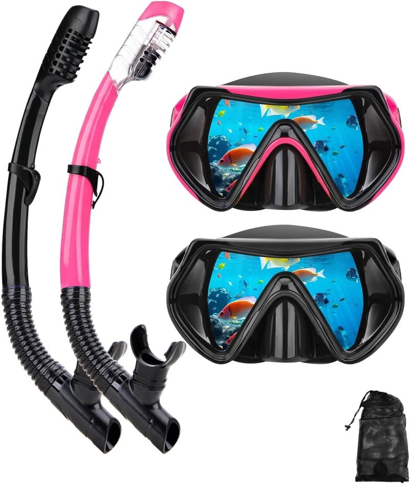 DIPUKI Snorkeling Gear for Adults, Dry Snorkel Mask Set, Scuba Diving Snorkle mask Set Adult, Panoramic Wide View Anti-Fog Dive mask, Swimming Diving Snorkeling Packages - Image 1